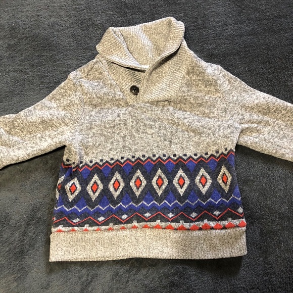 Crazy 8 • Gray | Blue | Red Design Collar Cardigan Sweater (6-12M) - Picture 1 of 5